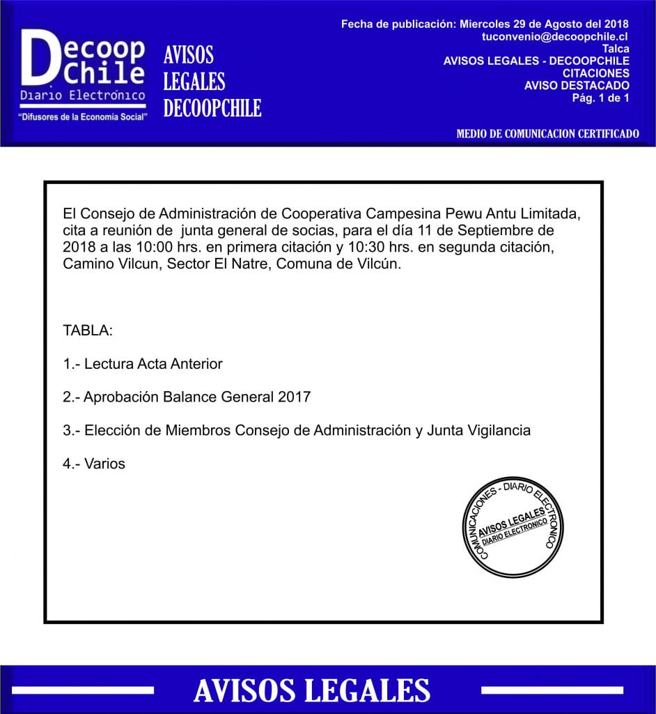 Junta General de Socios: Cooperativa Pewu Anto item-thumbnail