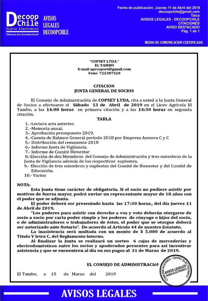 Cooperativa COPSET LTDA. EL TAMBO item-thumbnail