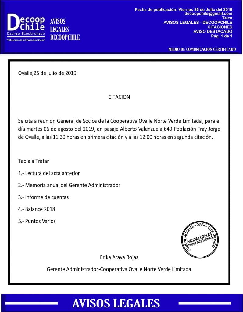 Junta General de Socios: Cooperativa Ovalle Norte Verde Ltda. item-thumbnail