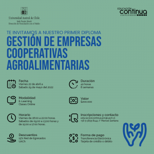 Diplomado online  en “ Gestión de Empresas Cooperativas Agroalimentarias “Universidad Austral de Chile